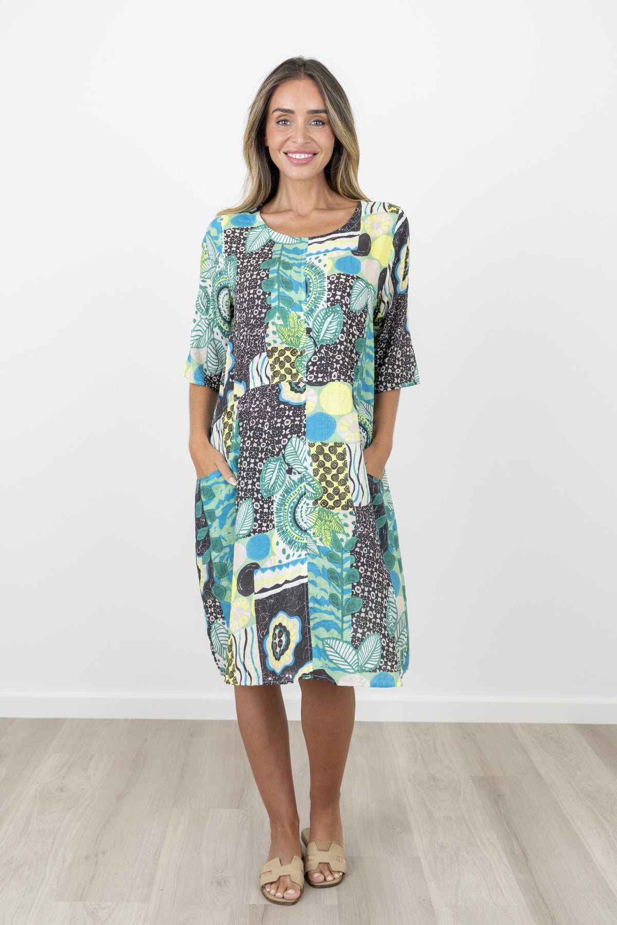 Renoma Bromley Eva Dress in Moss Whisp green print