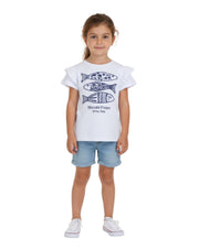 Sardines Frill Tee - White - Catani Clothing