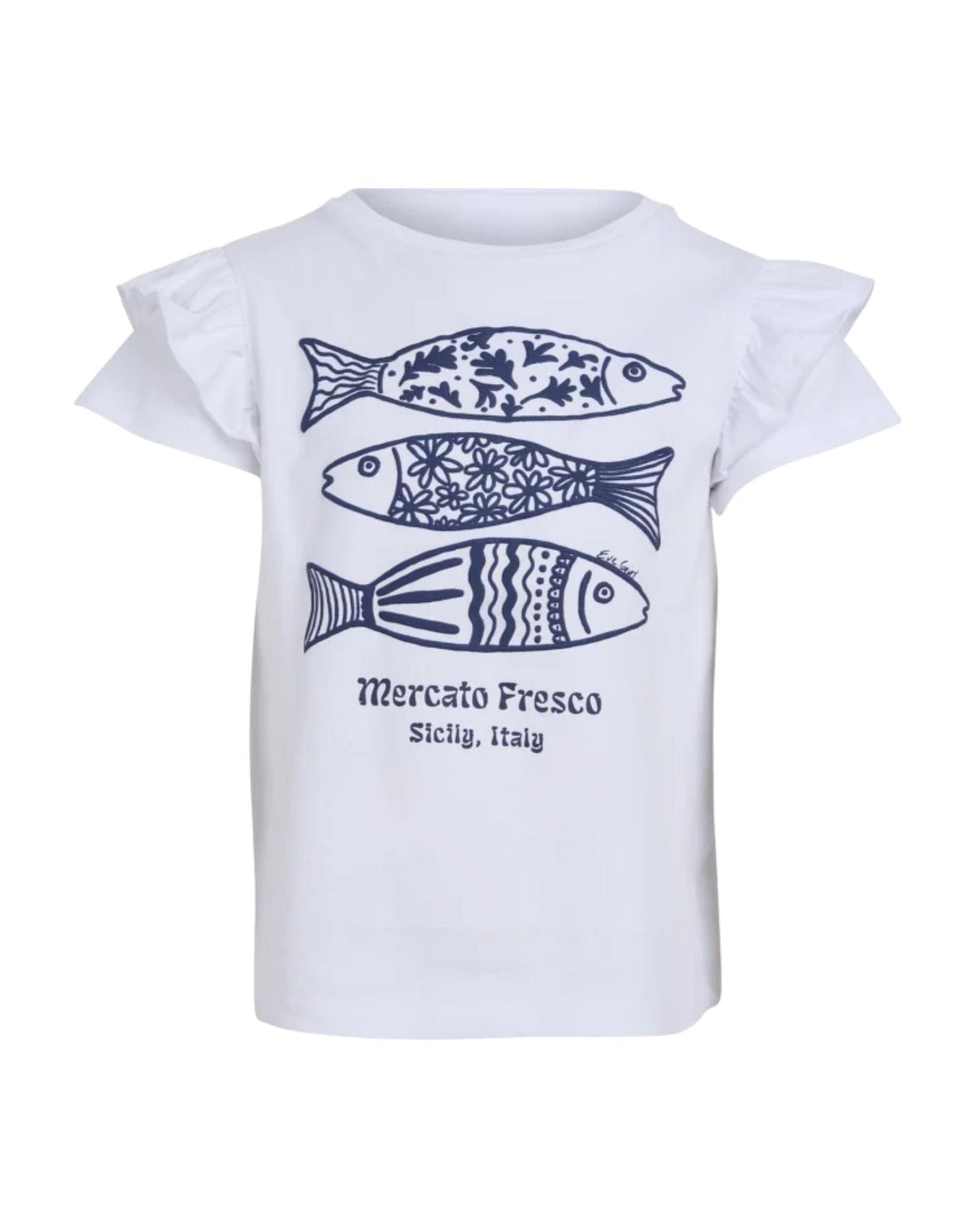 Eve Girl Sardines Frill Tee - White (view 3)