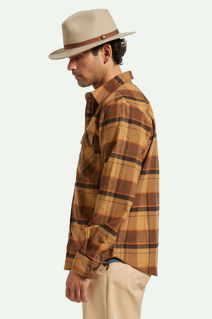 Brixton Messer Packable Fedora - Timberwolf / Light Brown (view 3)