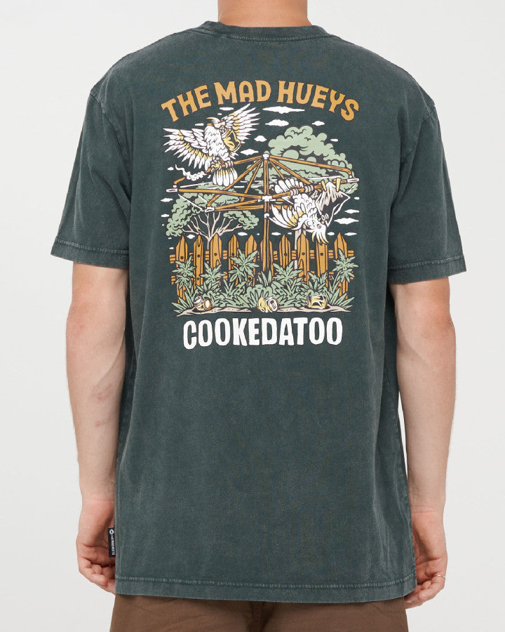 Mad Hueys Goon Cookedatoo SS Tee in pine green washed - front