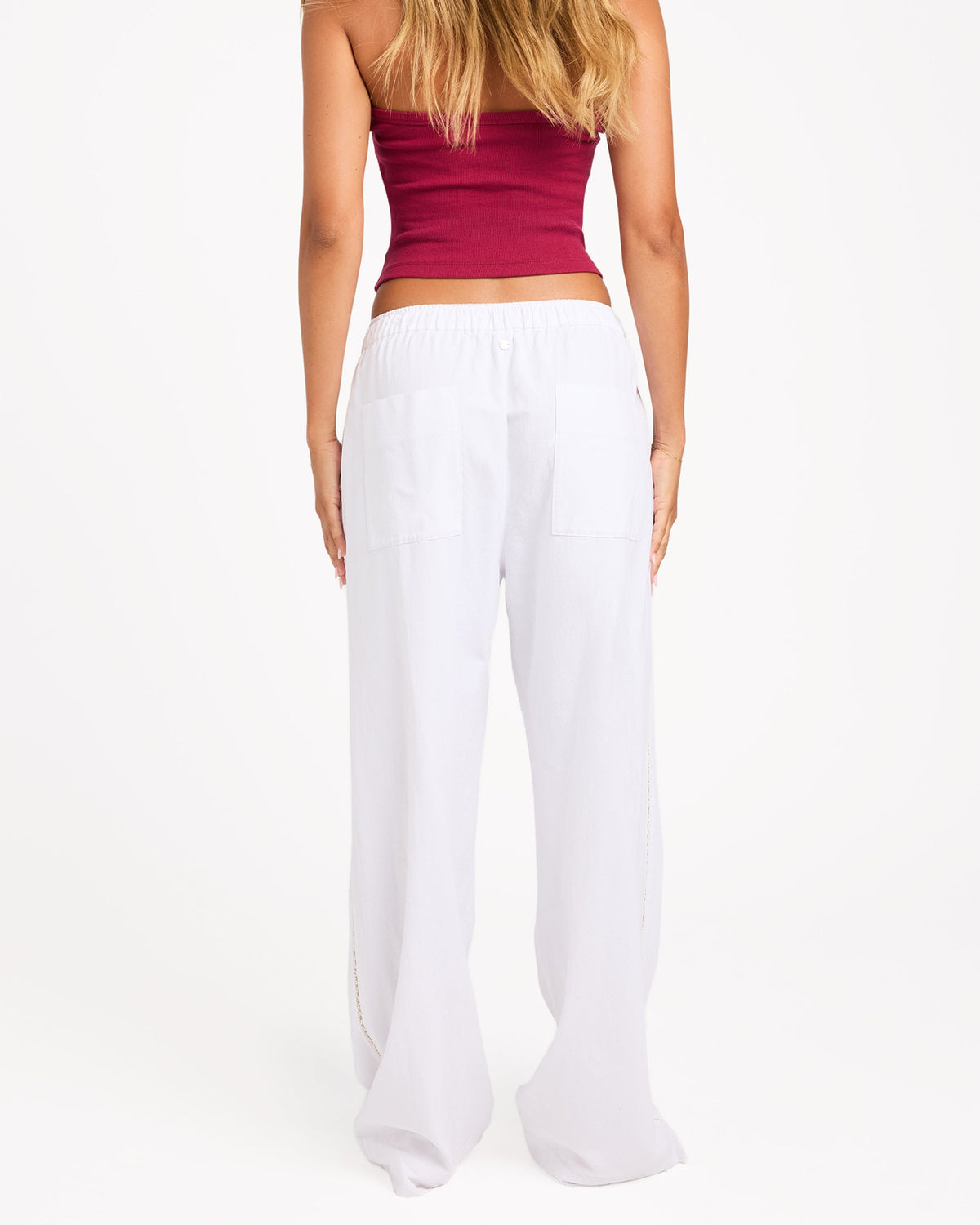 Roxy Sun Lover Linen Pants in white - back