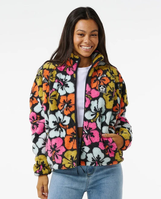 Hibiscus Heat Polar Fleece Zip-Thru - Multi
