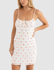 Rosie Floral Mini Dress - White - Catani Clothing