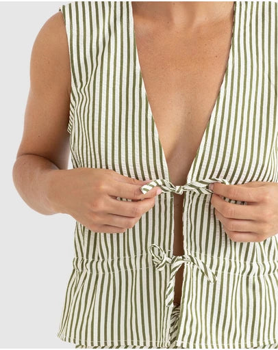 Tie Front Top - Aloe