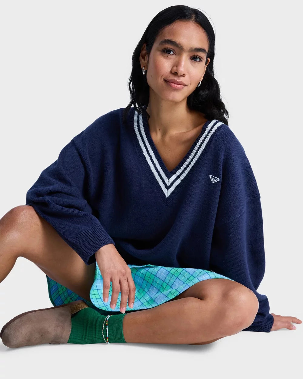 Roxy Surf School V Neck - Mood Indigo (view 3)