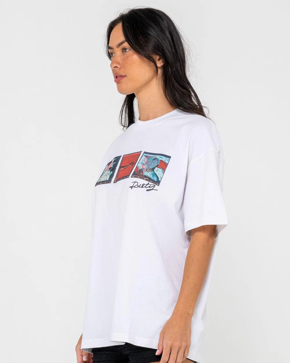 Rusty Crossroads Oversize Tee - White (view 4)
