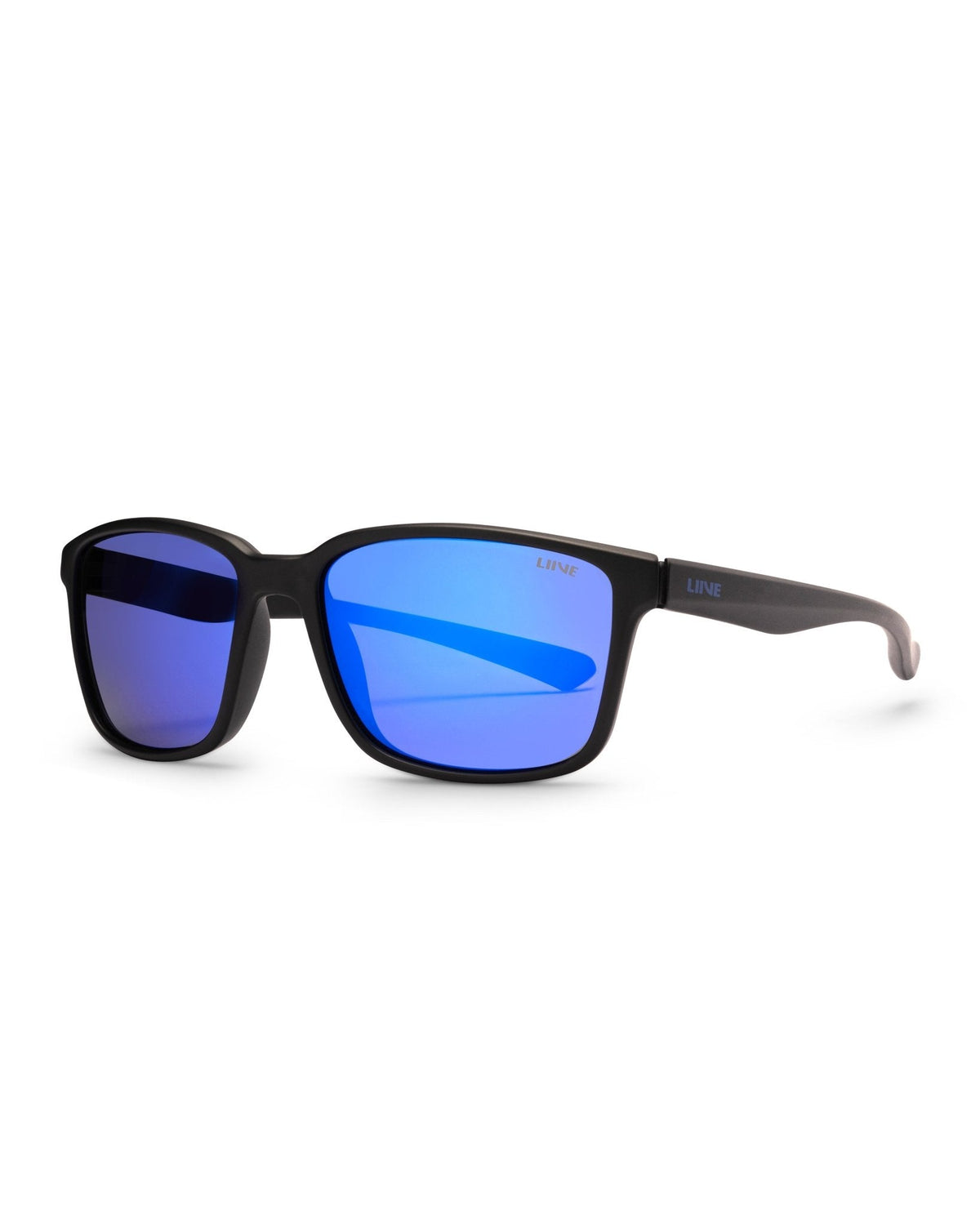 Liive Hudson sunglasses in matt black with blue mirror lens