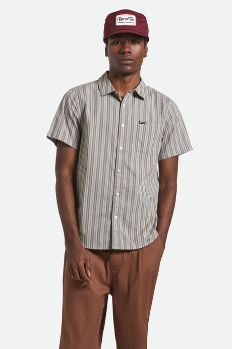Brixton Charter Stripe Short Sleeve Woven - Charcoal Grey (view 5)