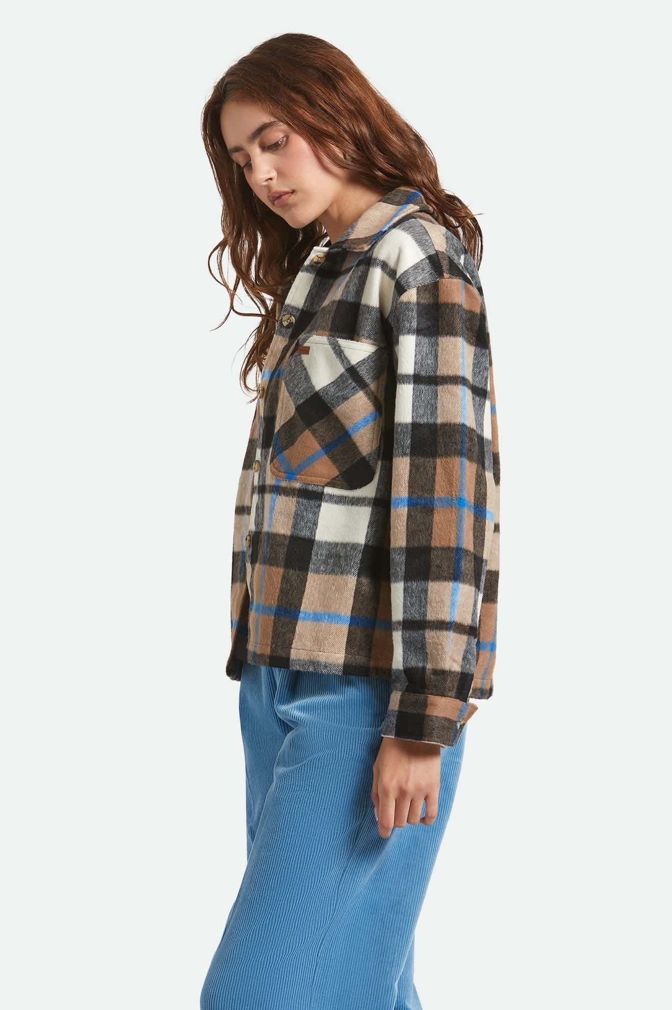 Bowery Women's Soft Brushed Flannel - Washed Black / Sand - Catani Clothing