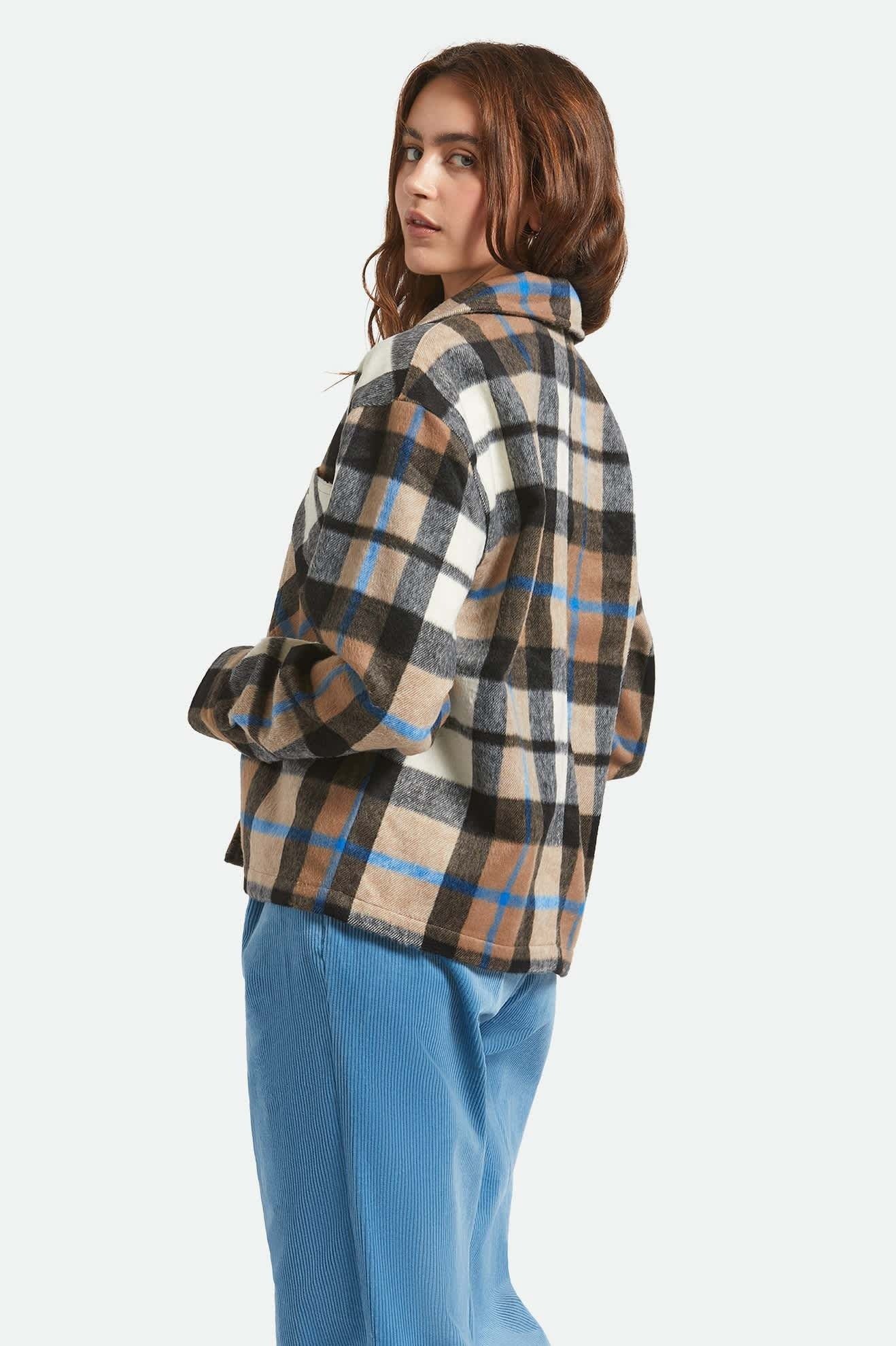 Bowery Women's Soft Brushed Flannel - Washed Black / Sand - Catani Clothing