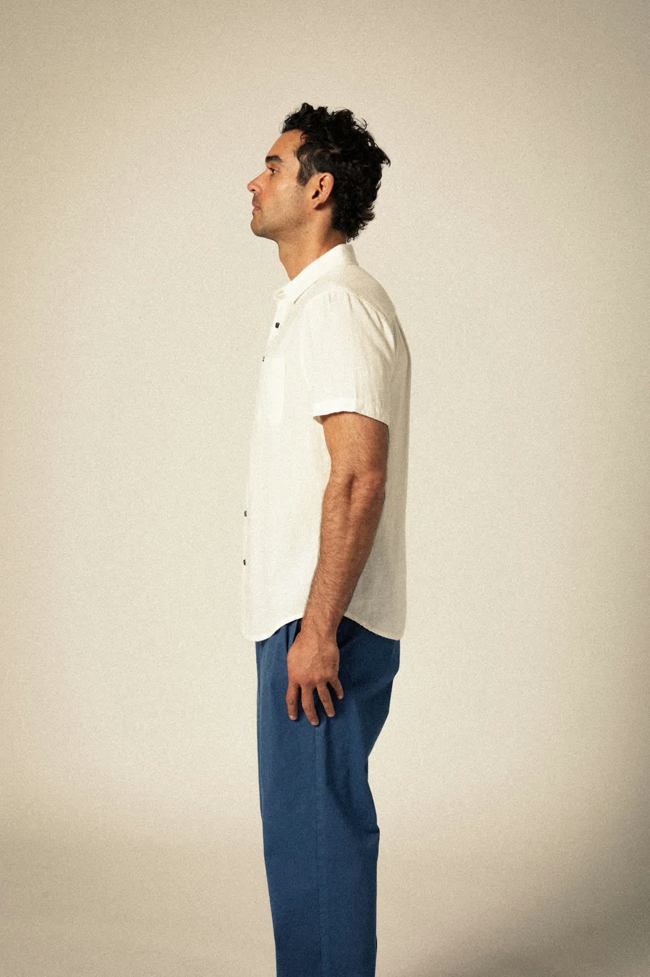 Brixton Charter Organic Cotton Linen Blend Shirt - Egret White (view 3)