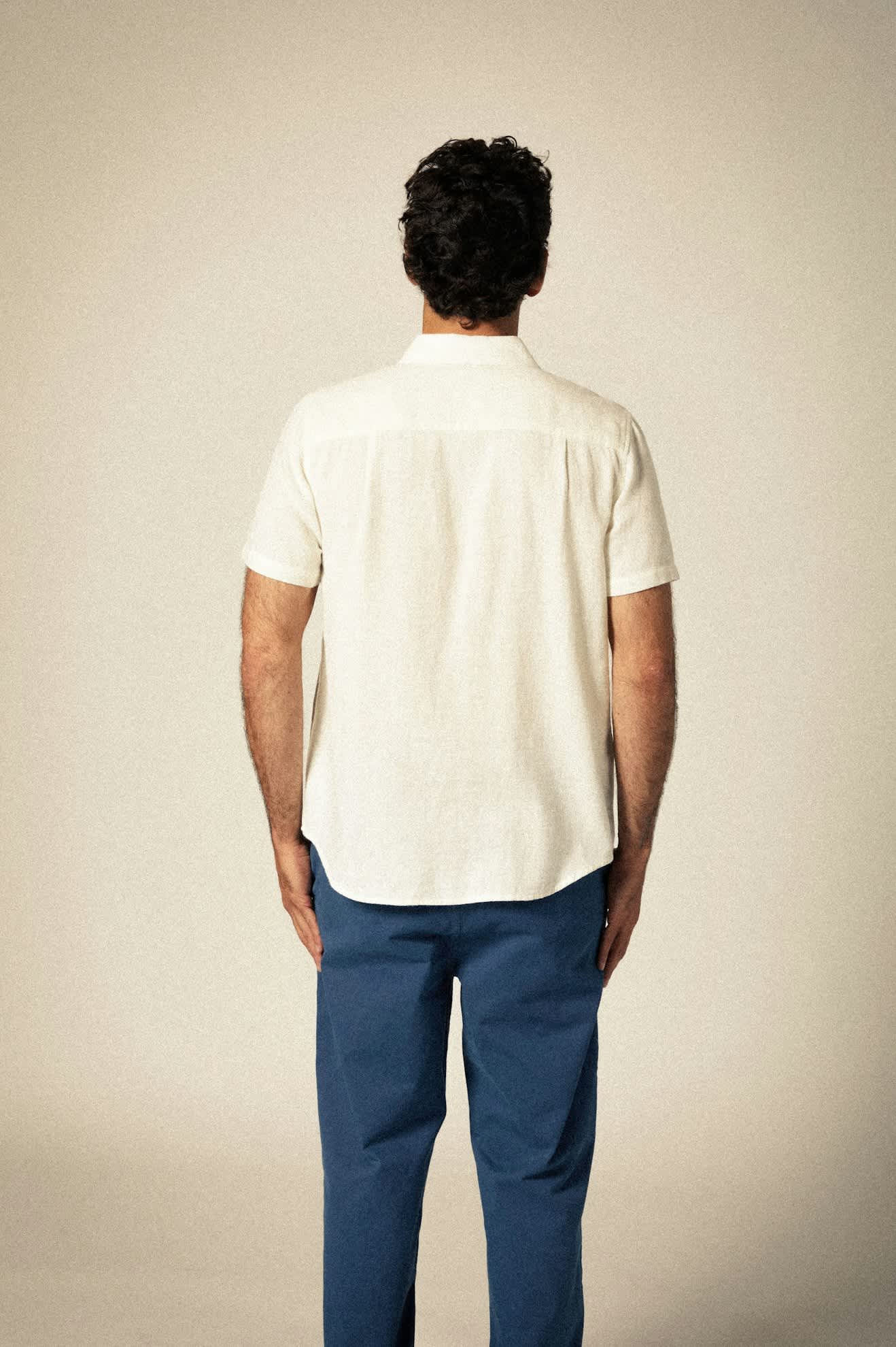 Brixton Charter Organic Cotton Linen Blend Shirt - Egret White (view 4)