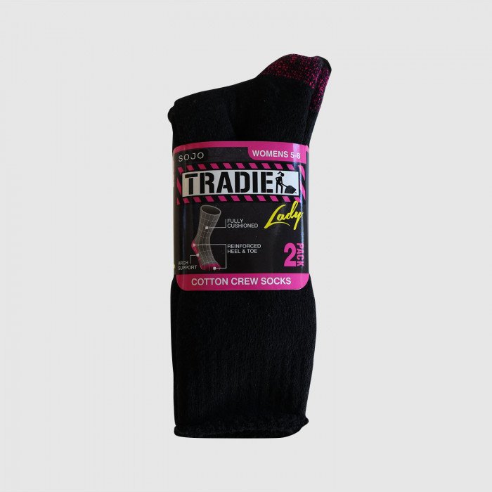 Tradie Lady 2 Pack Cotton Crew Socks - packet