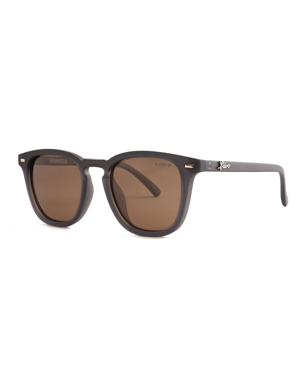 Liive Manhattan polarised sunglasses in matt crystal smoke