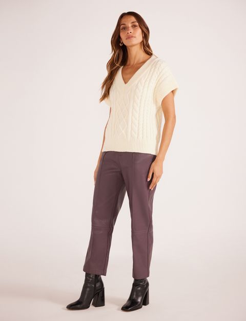 Mink Pink Esther Cable Knit Vest - Ivory (view 3)