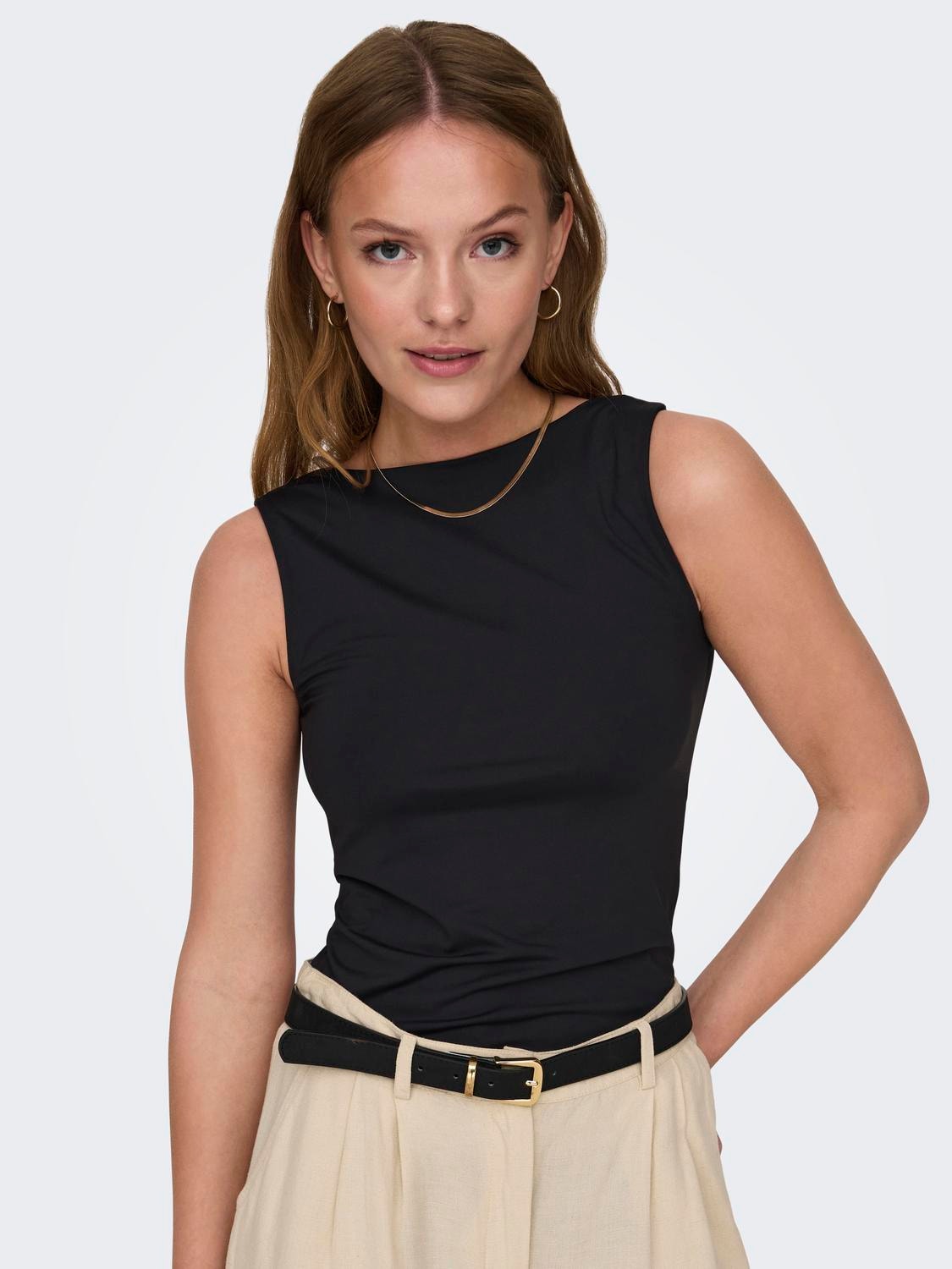 Lea Sleeveless 2 Ways Top - Black