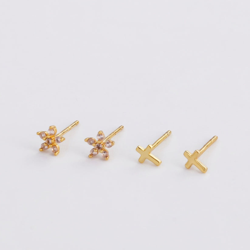 Zafino Amelia Cross Stud Set - Gold