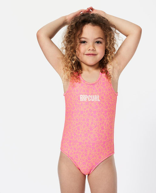 Girls Floral Reversible One Piece - Multico