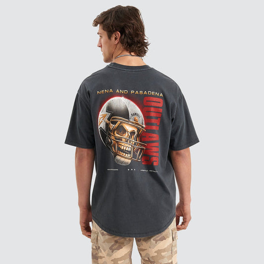 Outlawsheavy Box Fit Scoop Tee - Pigment Anthracite Black