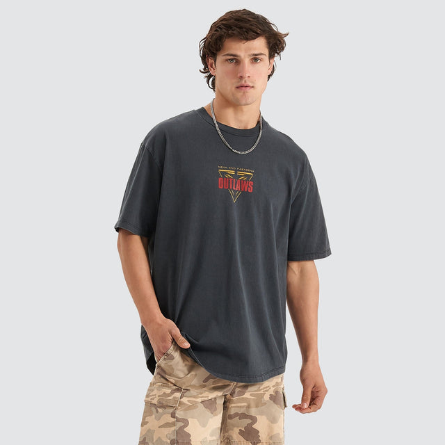 Outlawsheavy Box Fit Scoop Tee - Pigment Anthracite Black