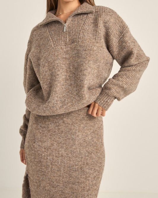 Quinn Zip Knit - Oatmeal