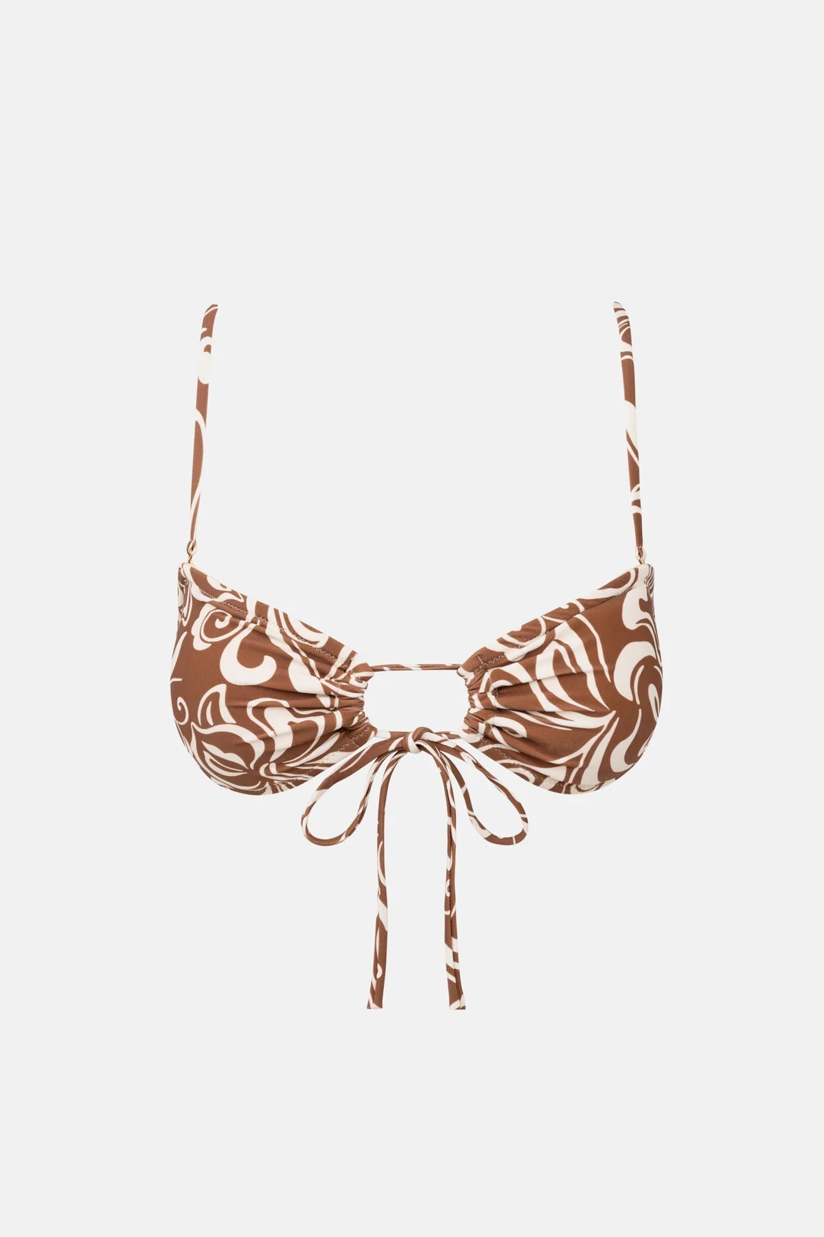 Rhythm Kai Floral Tie Front Bandeau Top - Chocolate (view 5)