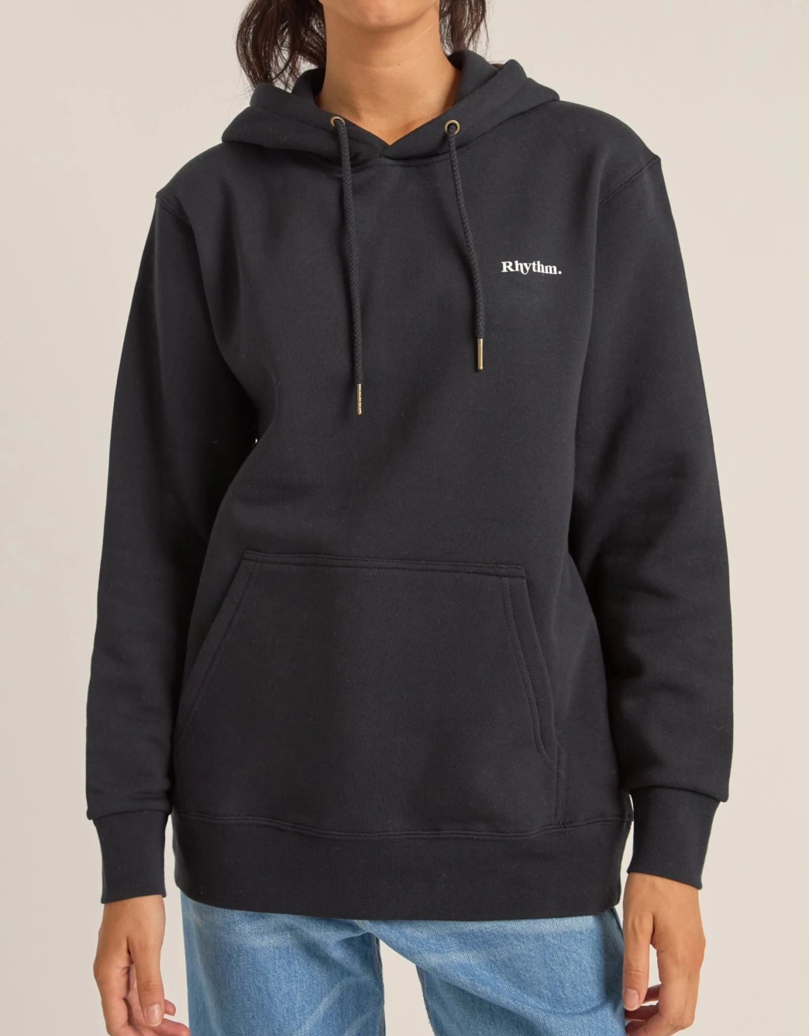 Logo Boyfriend Fleece Hood - Black - Catani Clothing