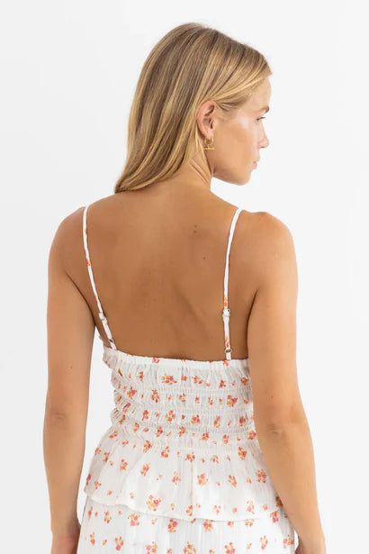 Rosie Floral Tie Front Top - White