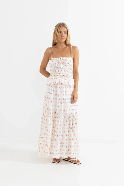 Rosie Floral Tie Front Top - White