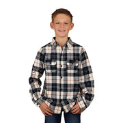 Rory Kinder Flanellhemd - Marine / Tabak