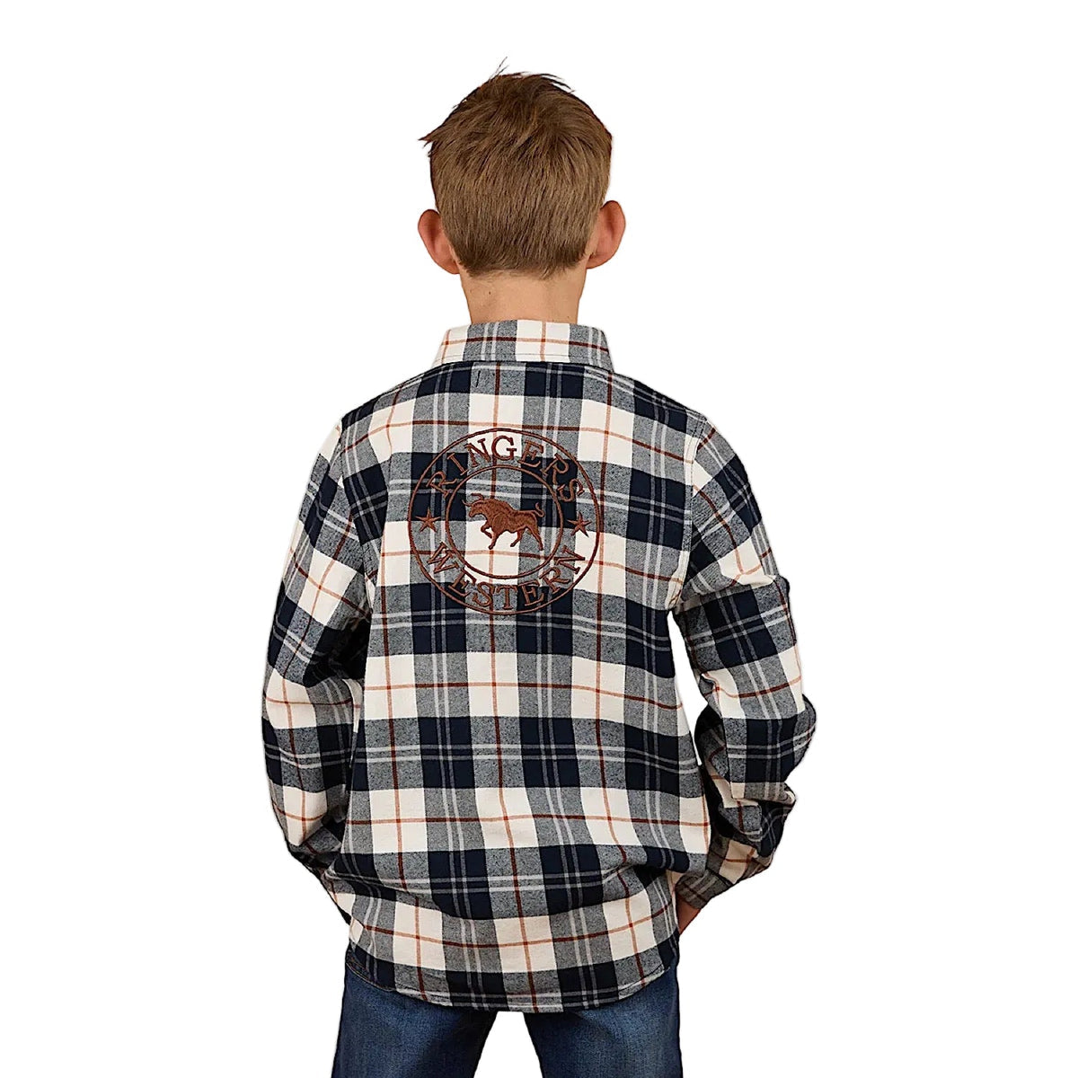 Rory Kinder Flanellhemd - Marine / Tabak