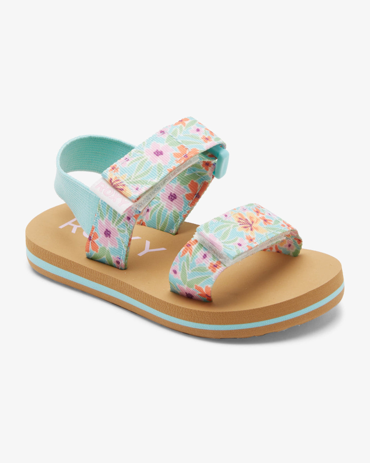 Roxy Tots Roxy Cage Sandal in white, turquoise and purple - side