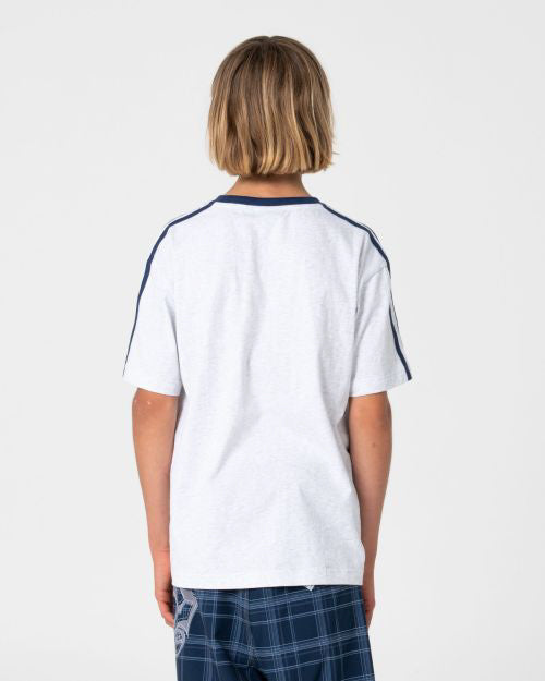 Rusty boys Super Shaolin tee ecru marle, back view