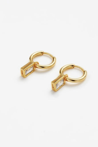 Zafino Harlow earrings in gold with baguette stone charm