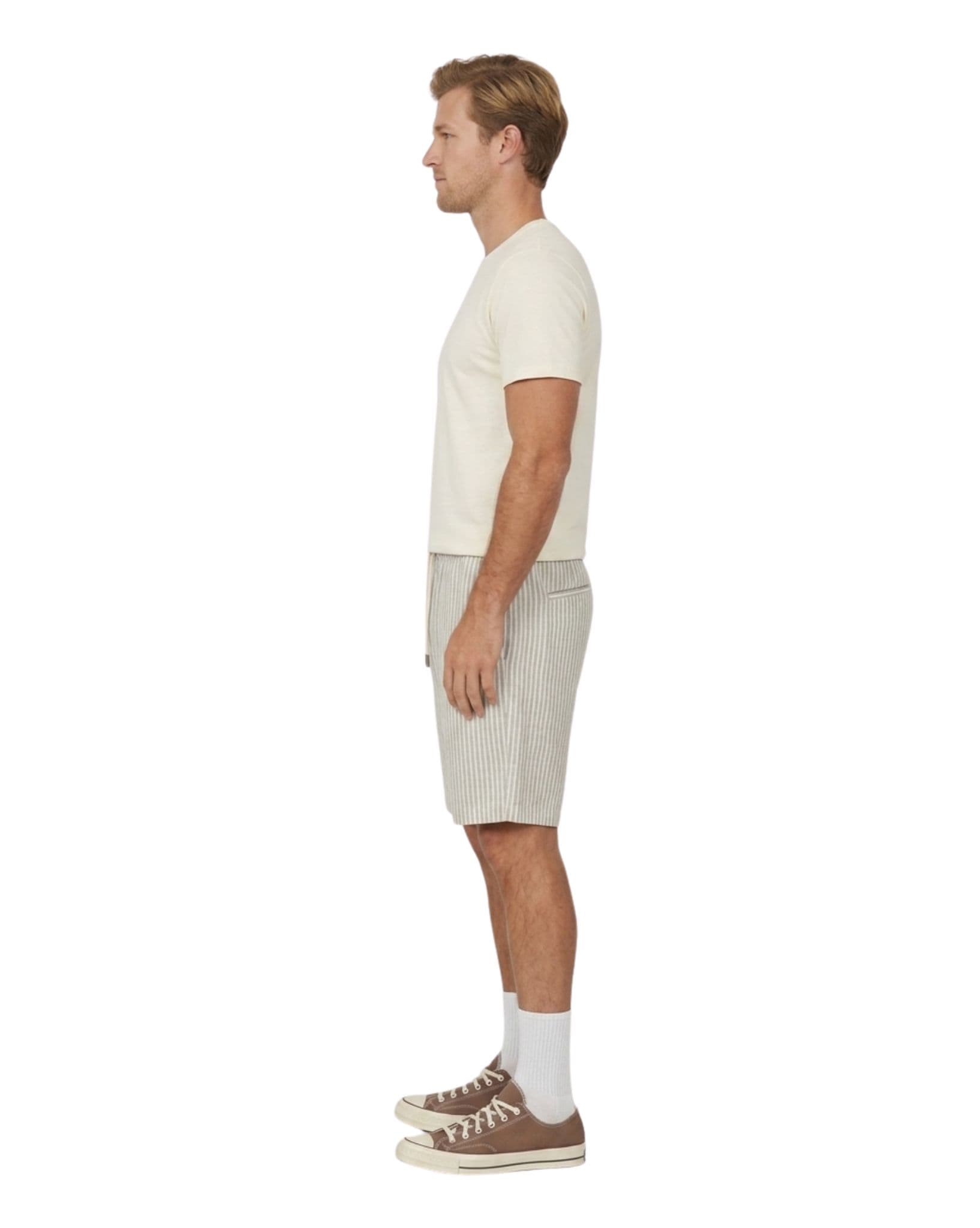 Silent Theory Stripe Linen Short Navy - lifestyle view