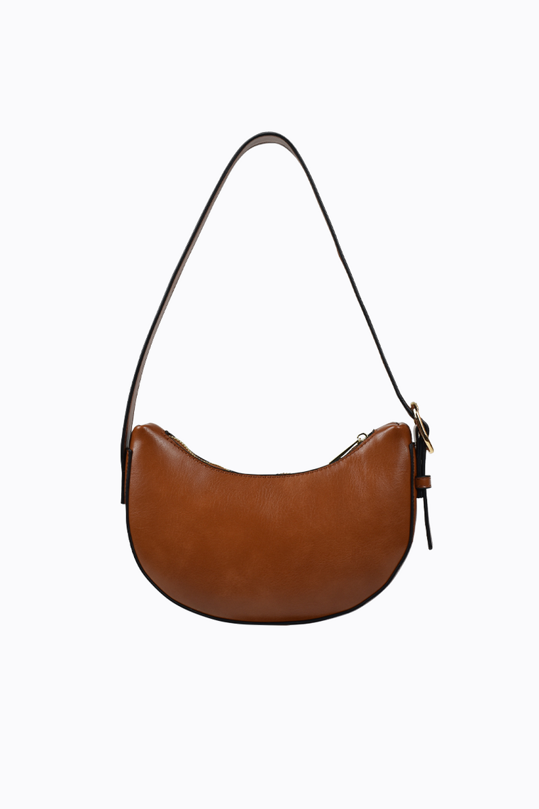 Goldie Eyelet Shoulder Bag - Tan PU / Gold