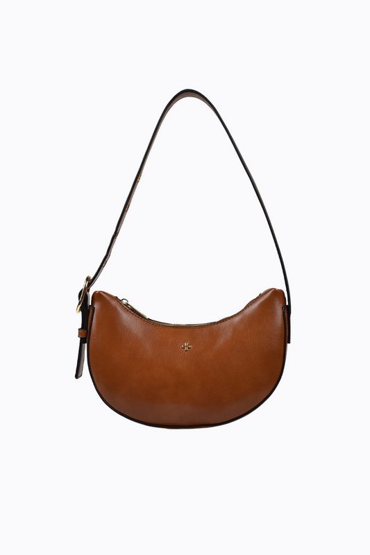 Goldie Eyelet Shoulder Bag - Tan PU / Gold