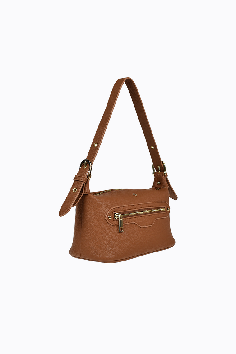 Luna Shoulder Bag - Tan Pebble / Gold