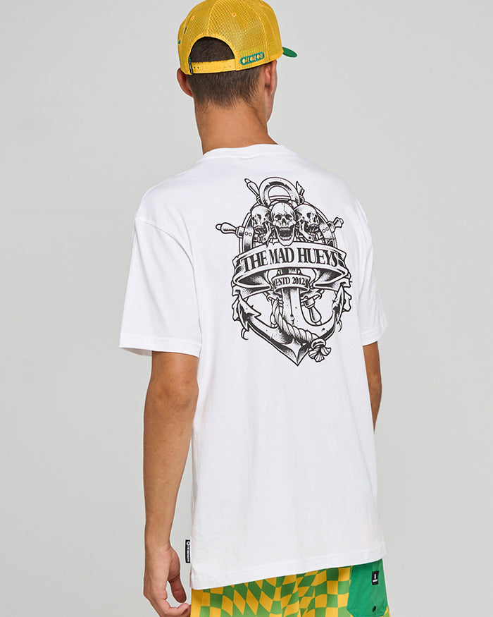 The Mad Hueys Triple Anchor Short Sleeve Tee - White (view 3)