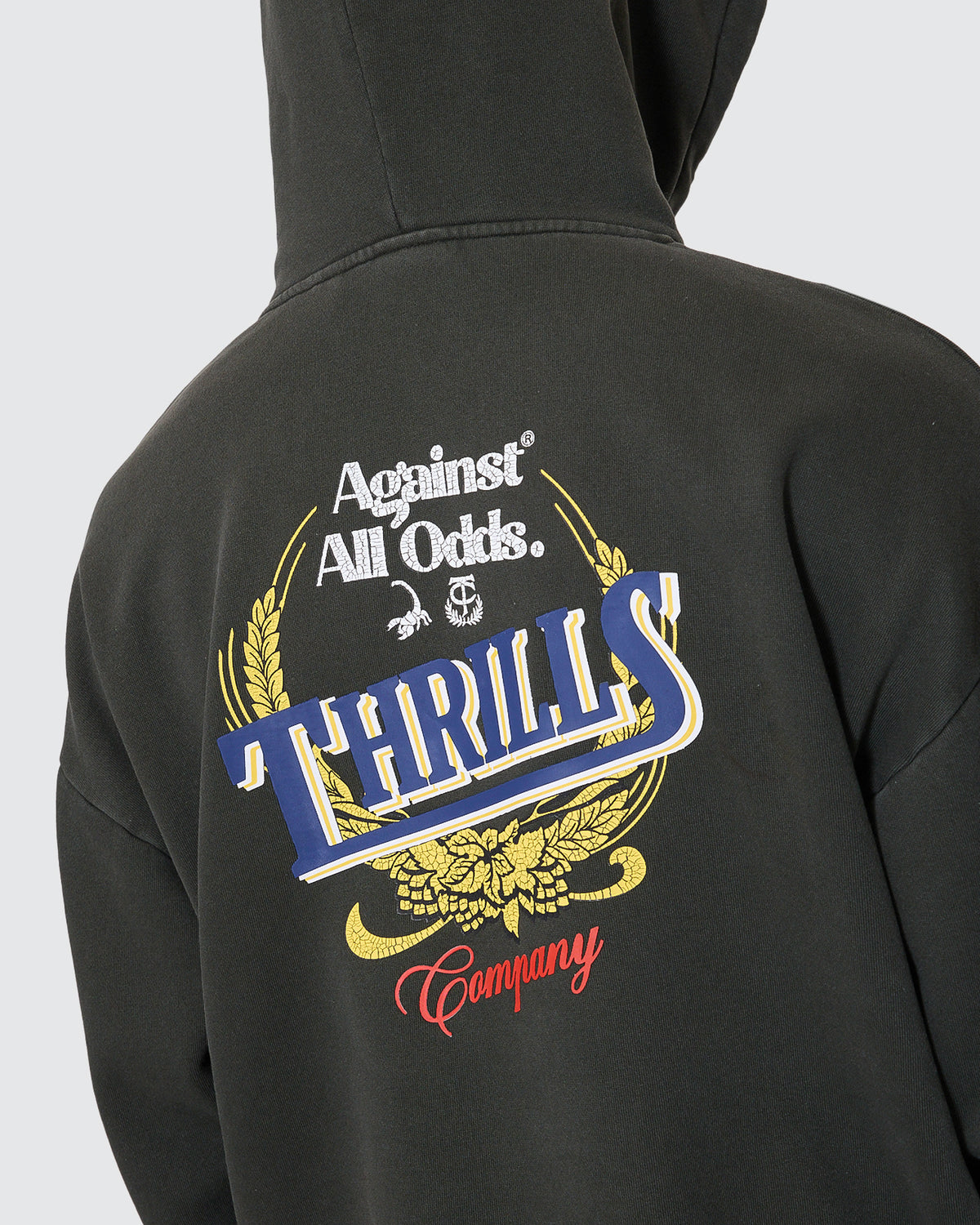 Thrills Against All Odds Slouch Pull On Hood - Oil Green (view 4)
