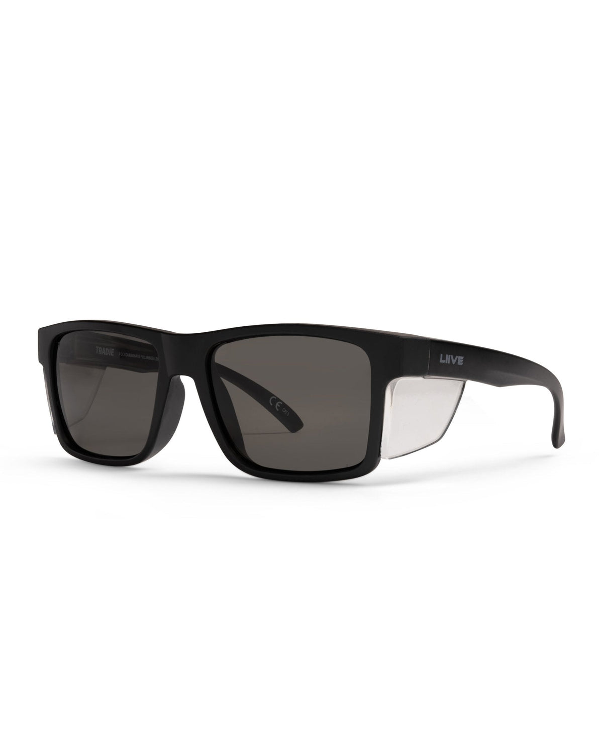 Liive Z Tradie X safety glasses in matt black with clear blinkers