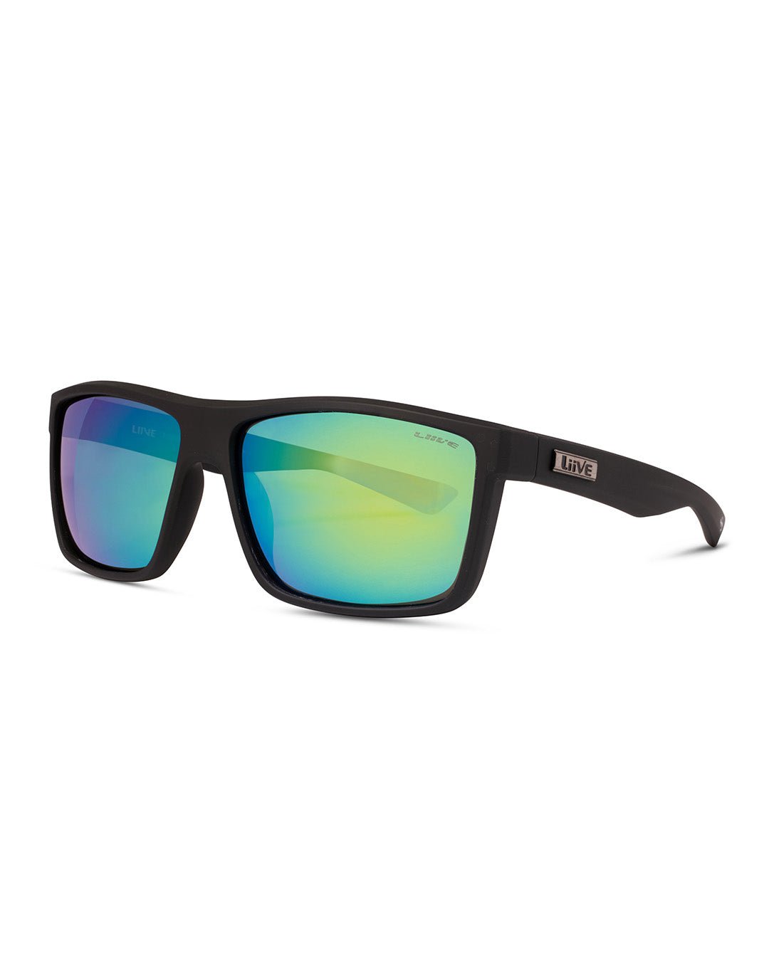 Liive Tuban sunglasses in matt black with green mirror lens