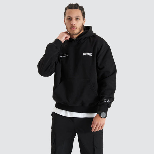 Umpire Heavy Box Fit Hooded Sweater - Jet Black
