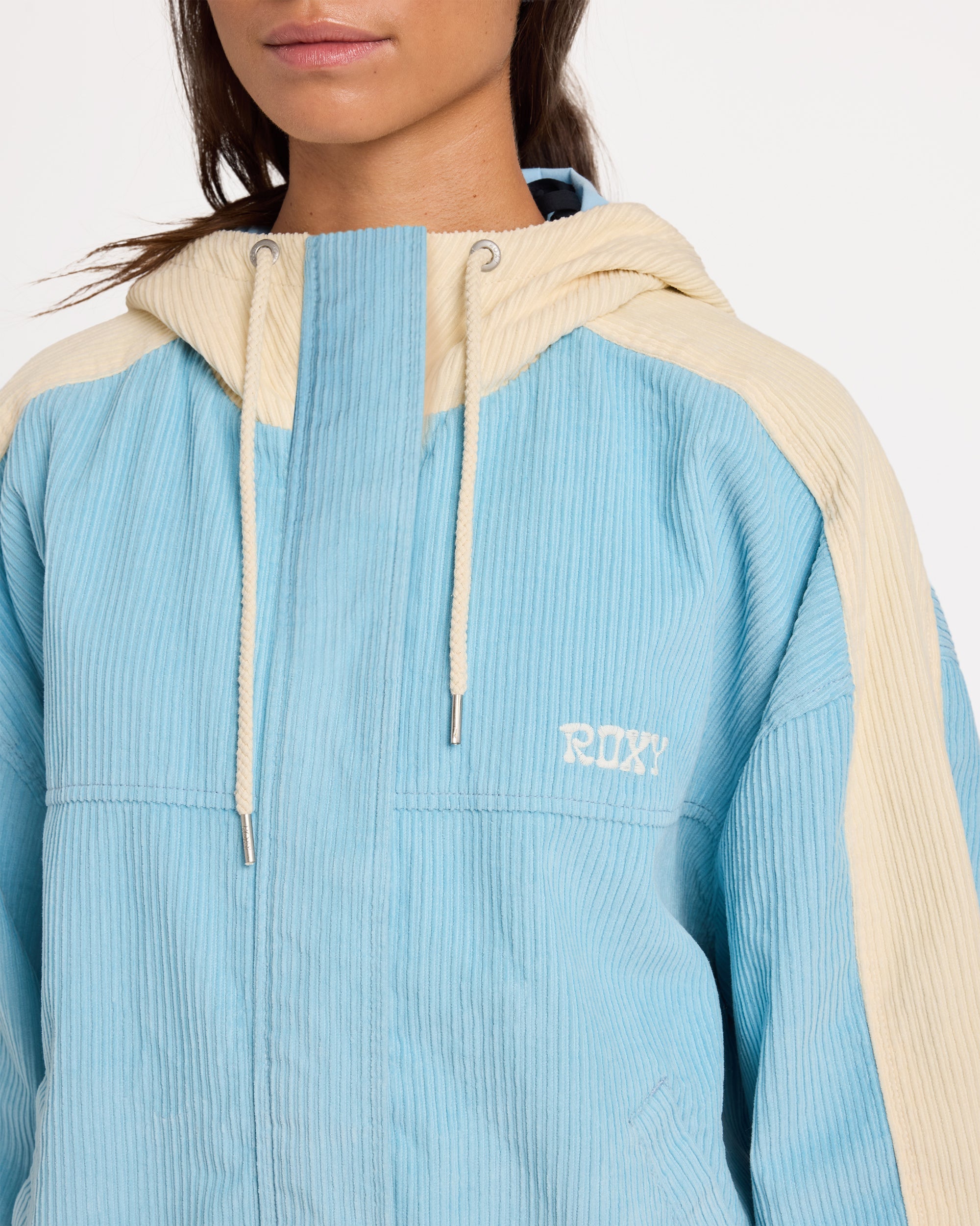Roxy Duo Cord Jacket in Airy Blue - detail