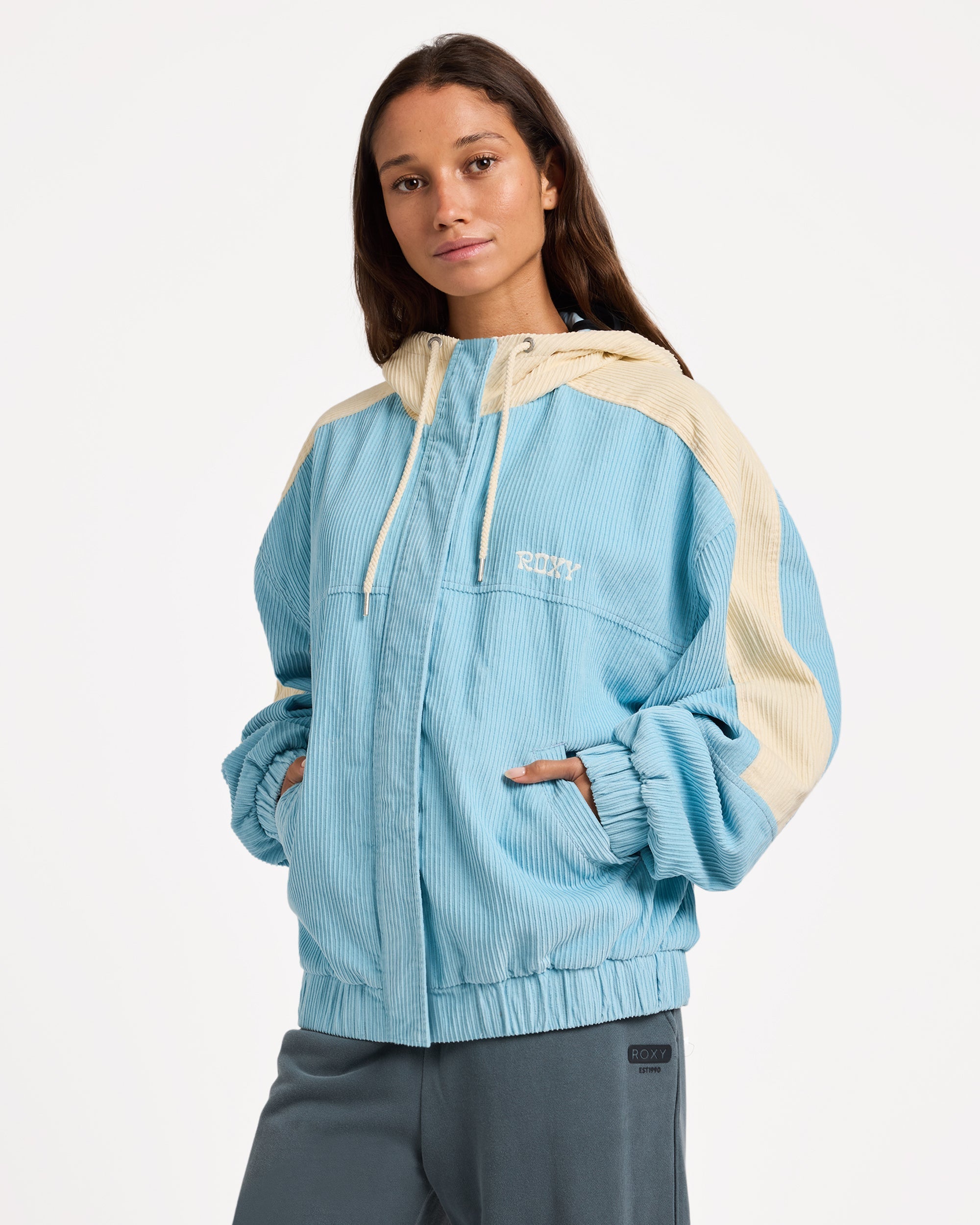Roxy Duo Cord Jacket in Airy Blue - side