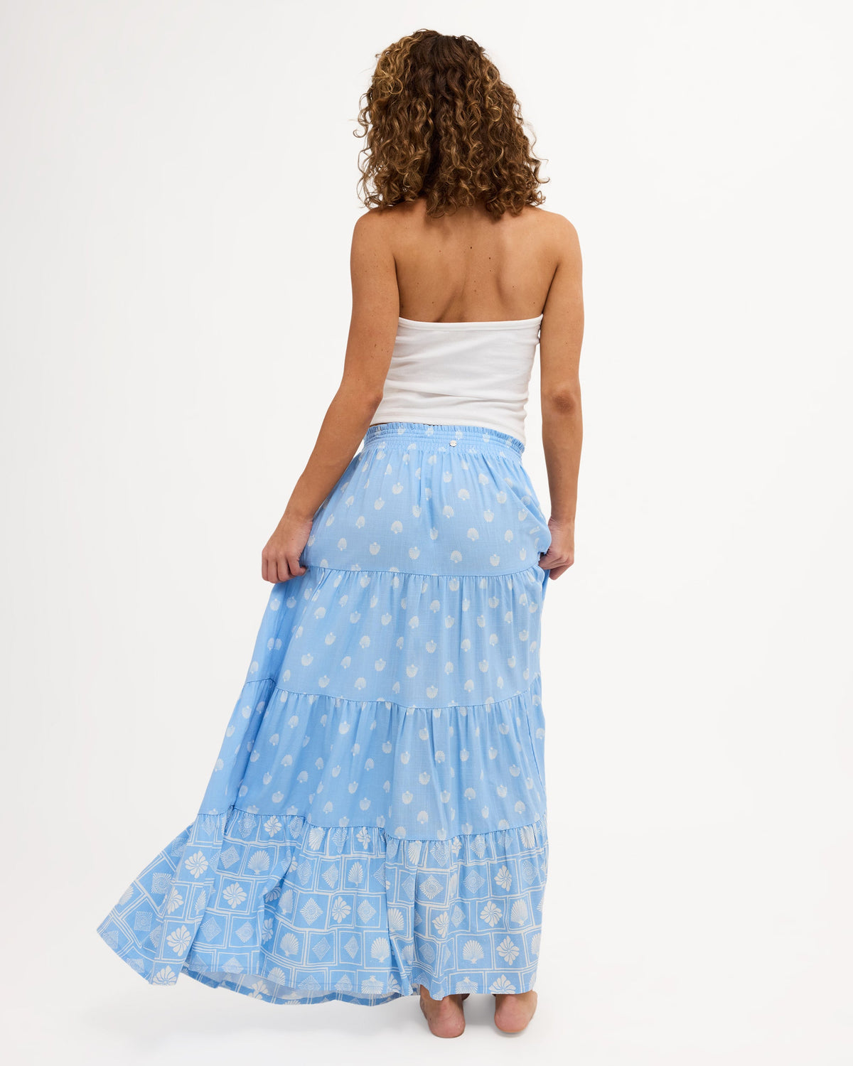 Roxy Cactus Flower Maxi Skirt in cerulean - back