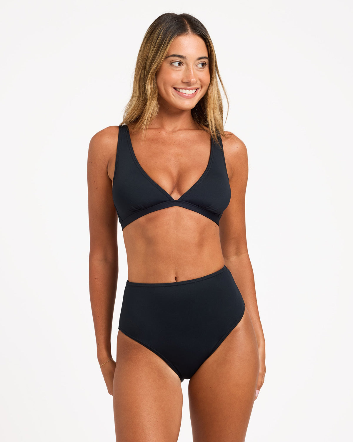 Roxy Beach Classics Mod Bikini Bottom in black - front
