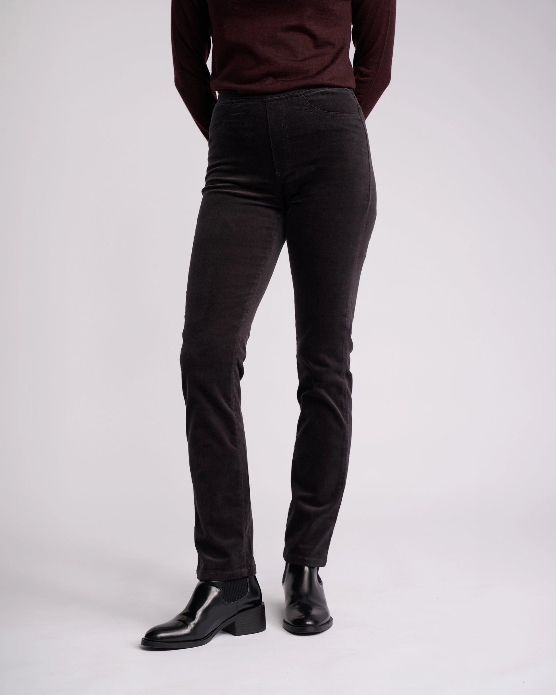 Vassalli Slim Leg Pull On Charcoal - worn on model