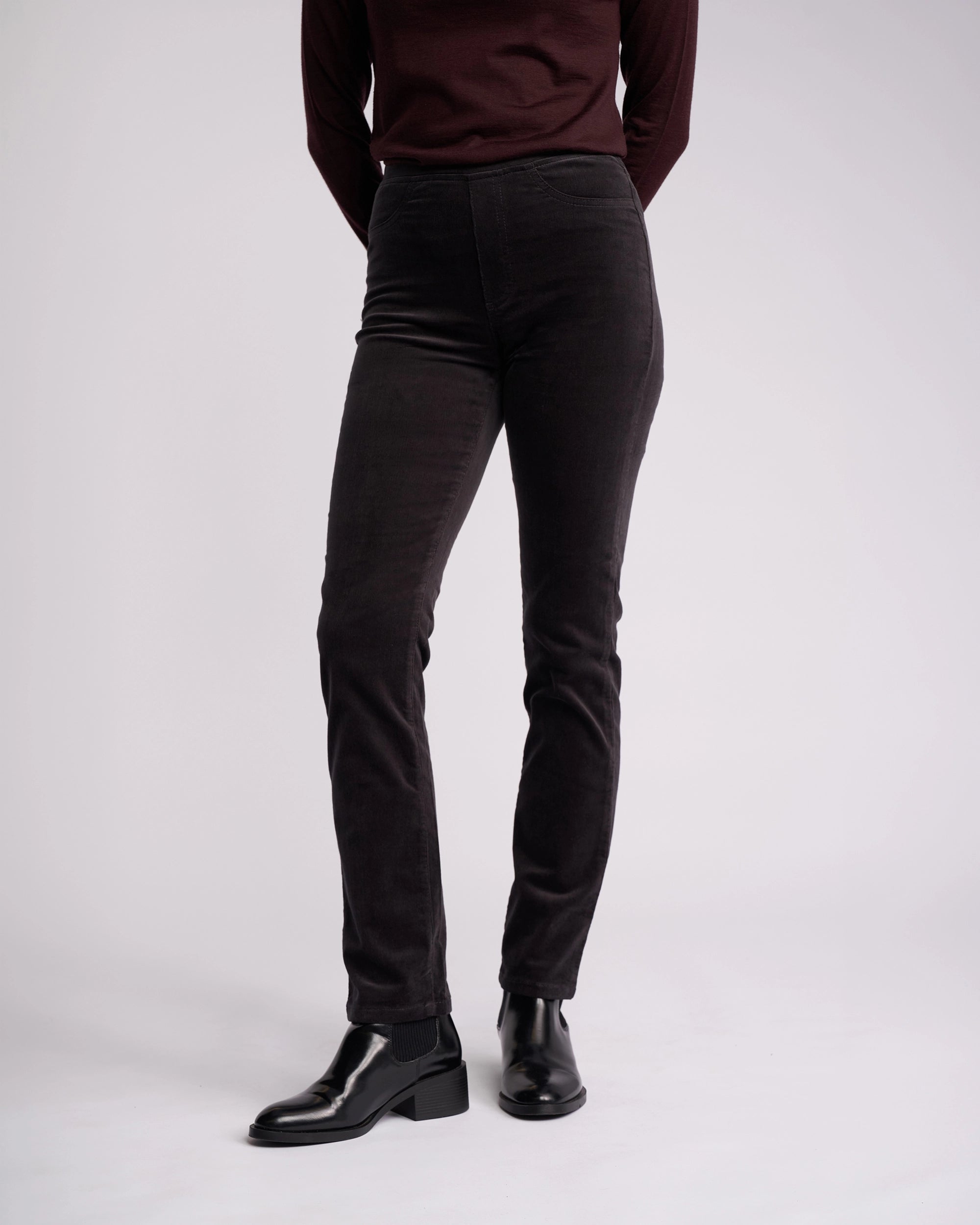 Vassalli Slim Leg Pull On Charcoal - worn on model